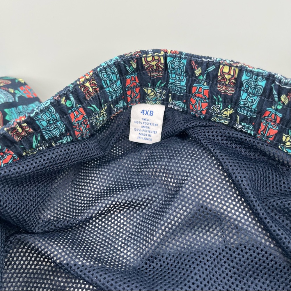 NEW Roundtree & York Caribbean Swim Trunks Mens Big Tall 4XB Tiki Navy Turquoise - Picture 3 of 12